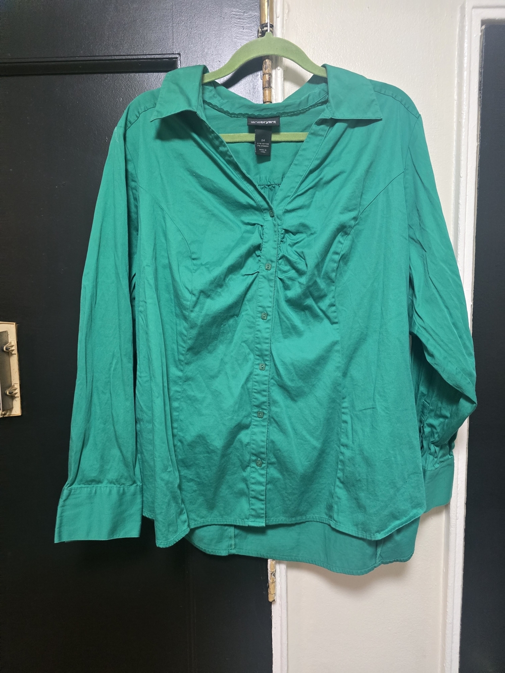 Lane Bryant Teal Green Stretch Cotton Top